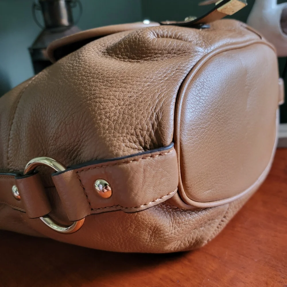 Michael Kors Fulton Hobo Tan Pebbled Leather Shoulder Bag